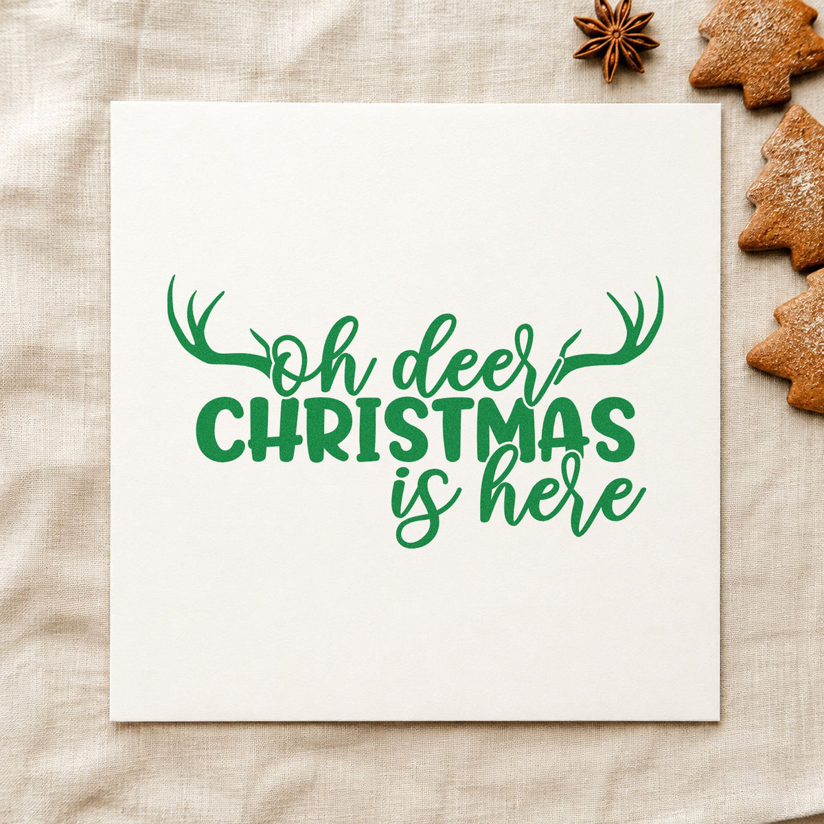 Oh Deer Christmas Is Here Wood Handle Stamp in use 3