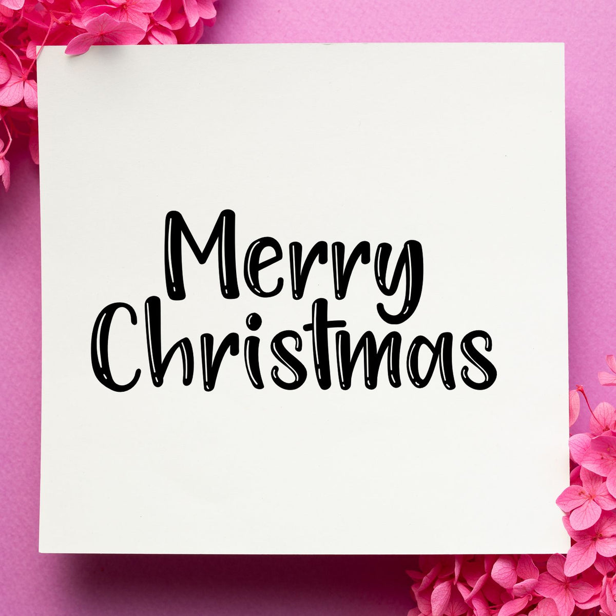 Merry Christmas rubber stamp design for holiday cards, scrapbooking, and festive handmade crafts.
