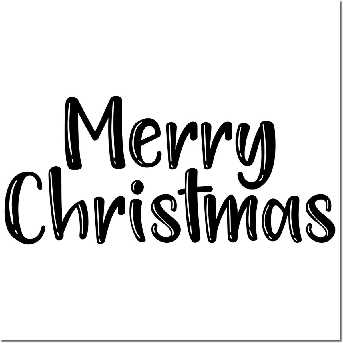 Merry Christmas rubber stamp design with playful handwritten text for holiday cards, crafts, and seasonal packaging.