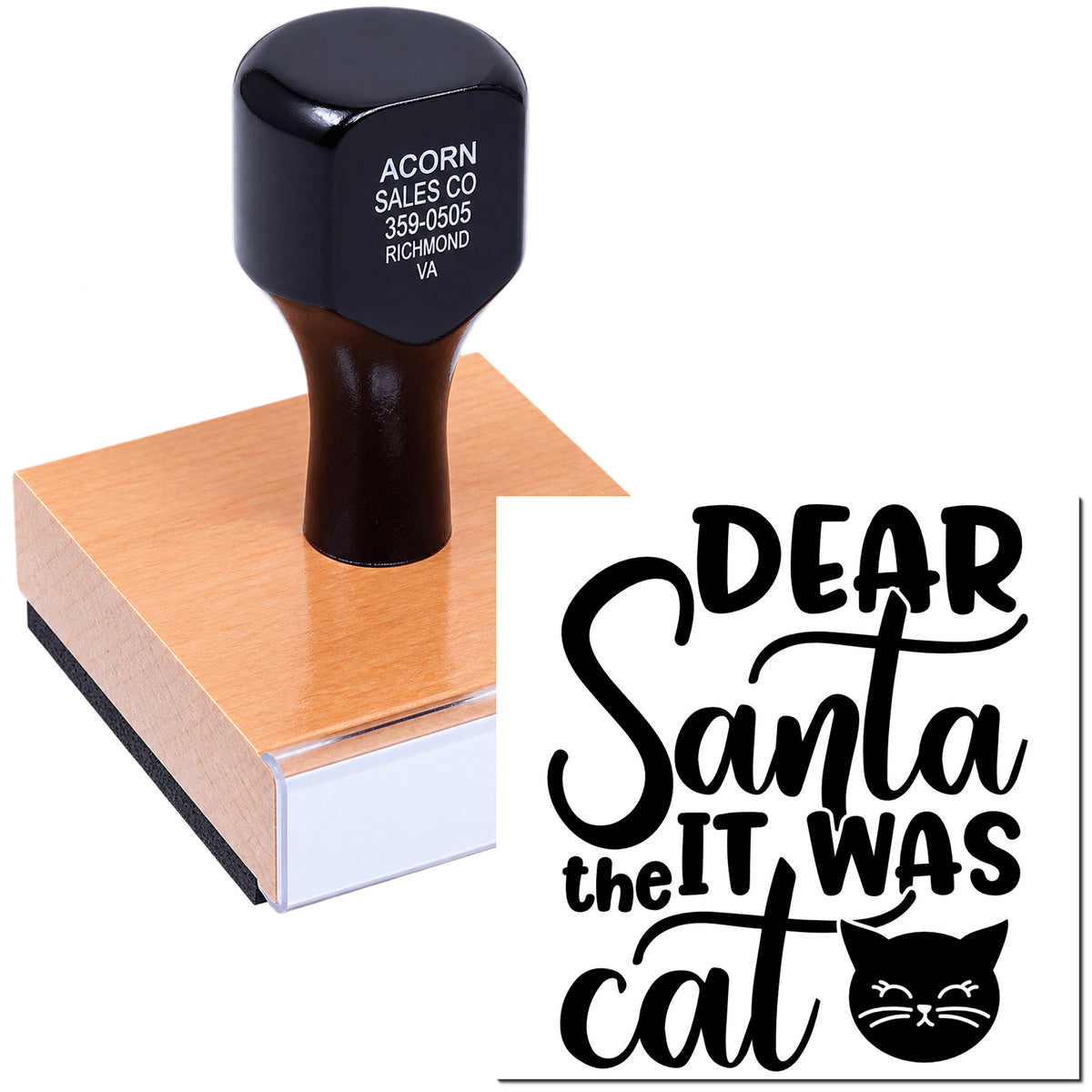 Custom rubber stamp with Dear Santa it was the cat design for Christmas cards, holiday crafts, and festive gift packaging.