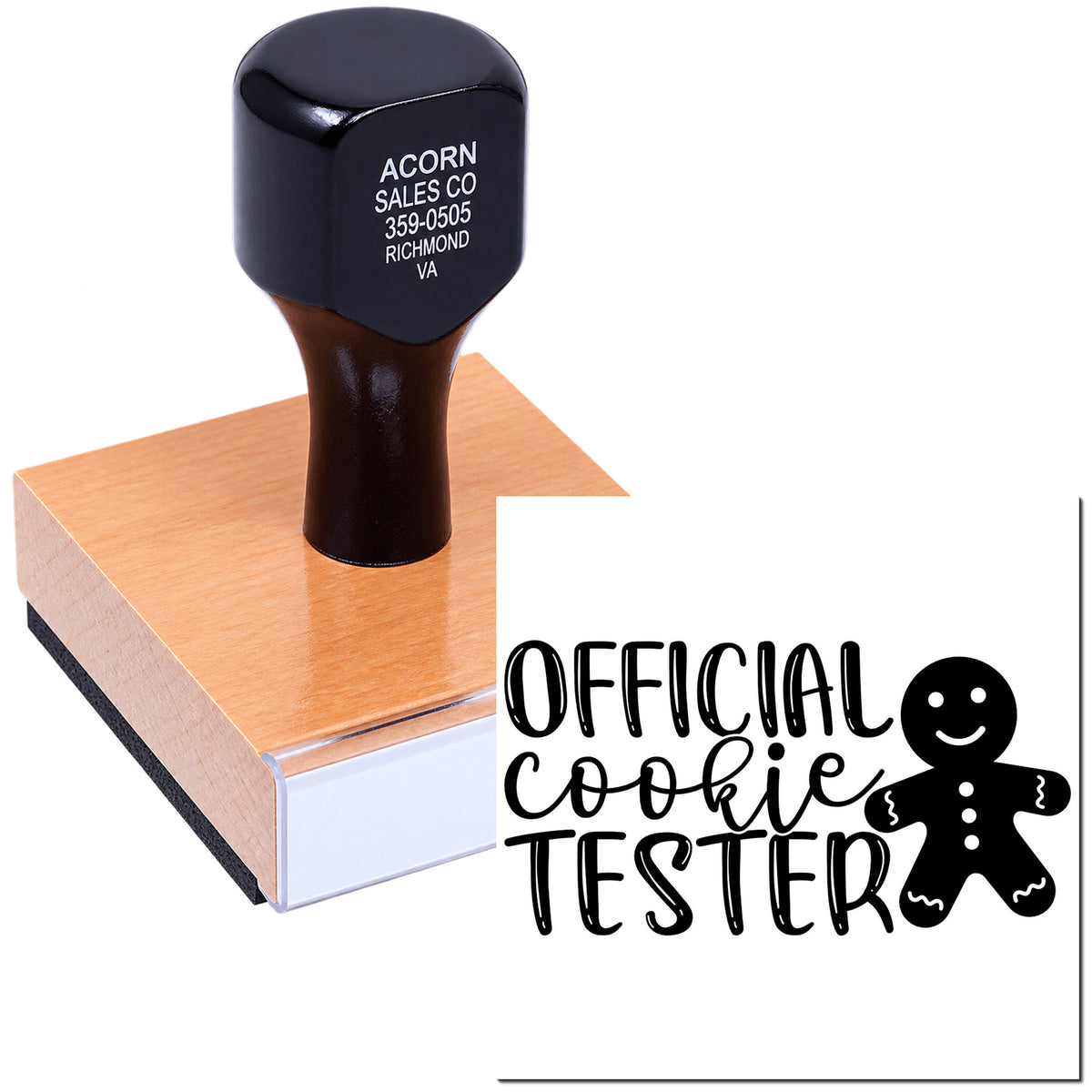 Custom rubber stamp featuring Official Cookie Tester design, perfect for bakery branding and personalized gifts.