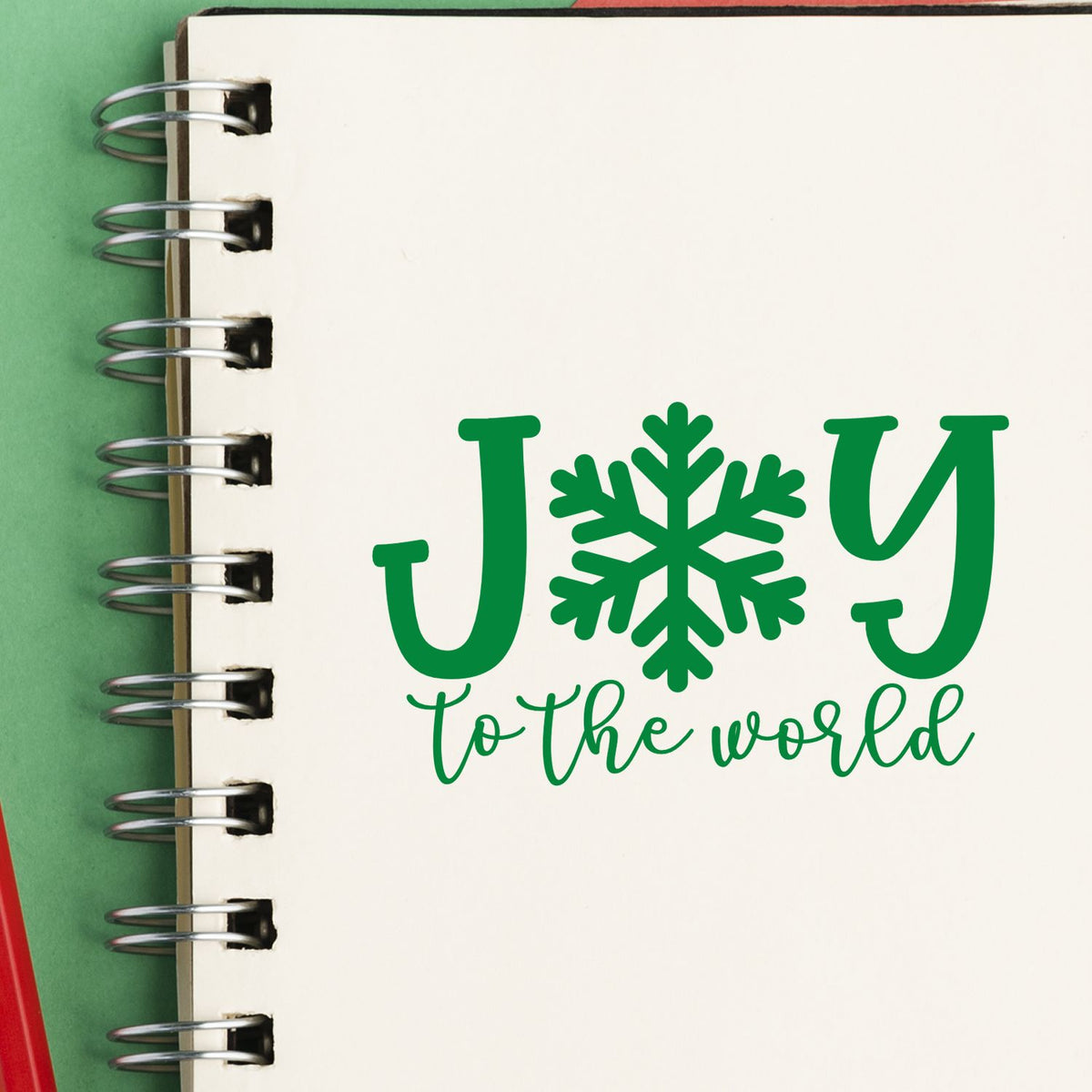 Christmas rubber stamp with Joy to the World snowflake design for holiday cards and festive crafting.