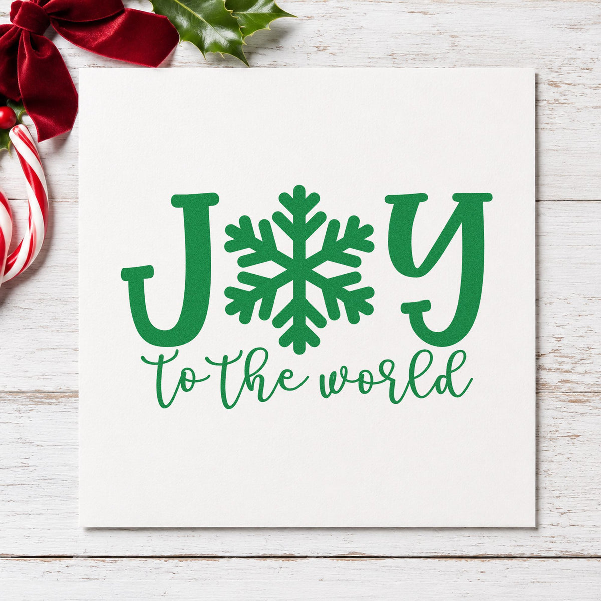 Joy World Snowflake Letter PSI Pre-Inked Stamp in use 3