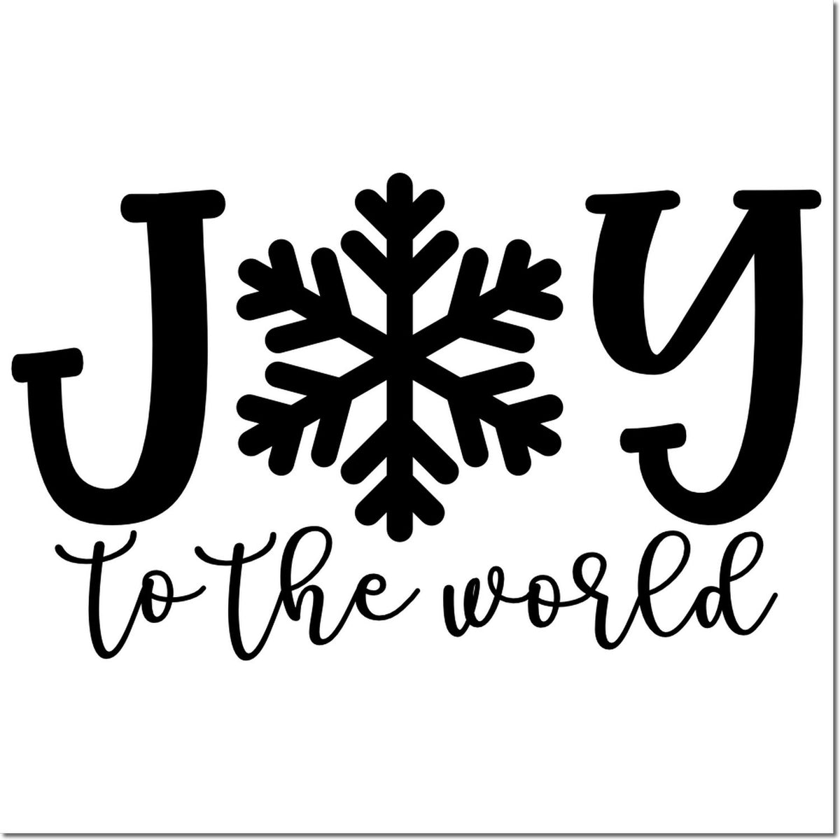 Joy to the World snowflake Christmas rubber stamp design for holiday cards, crafts, and seasonal packaging.