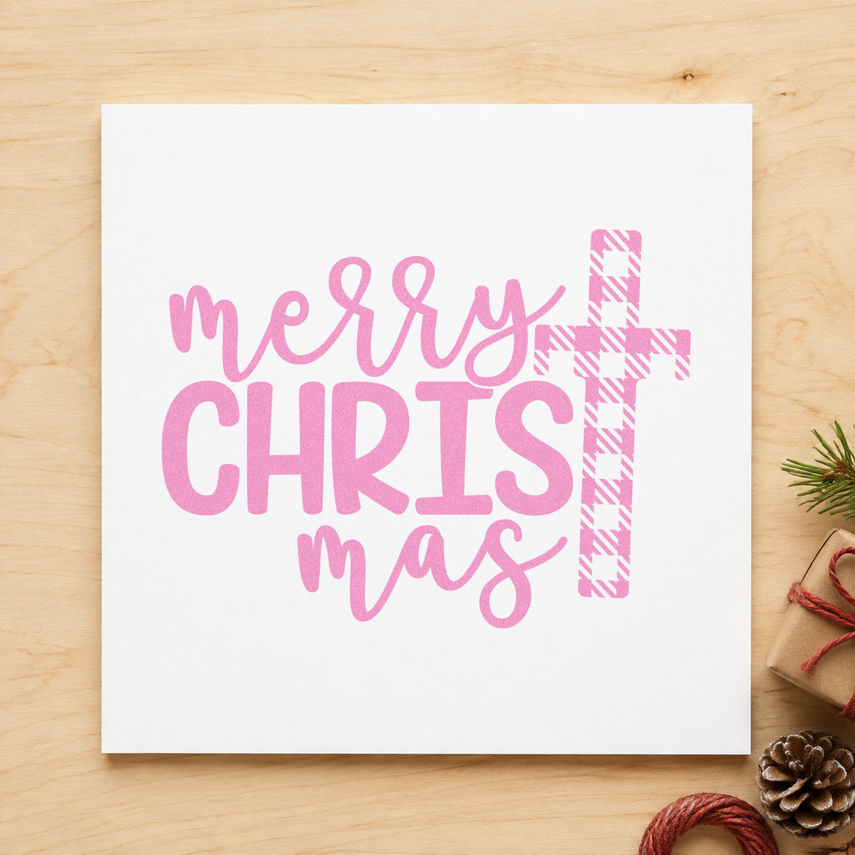 Merry Christmas Plaid Cross PSI Pre-Inked Stamp in use 10