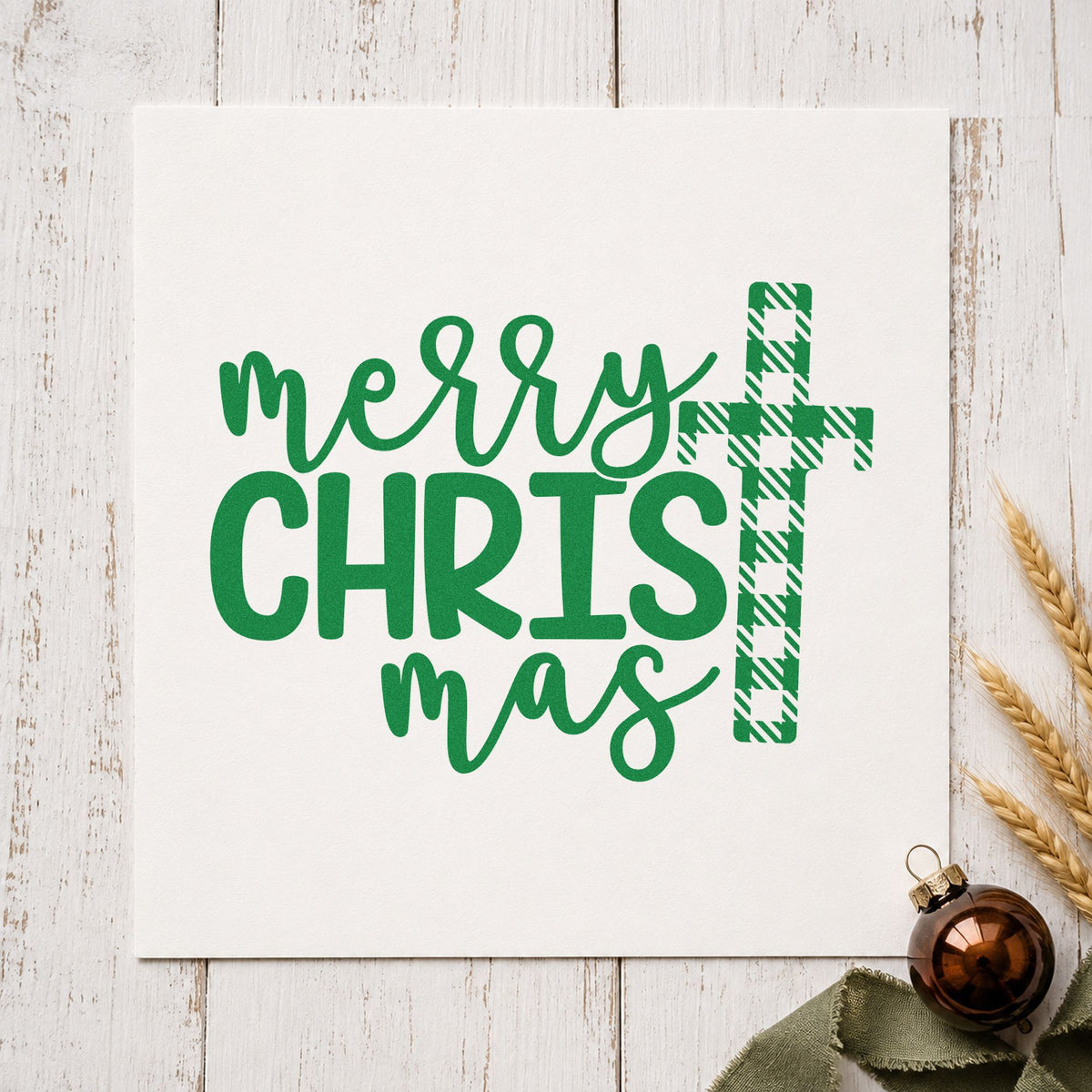 Merry Christmas Plaid Cross PSI Pre-Inked Stamp in use 3