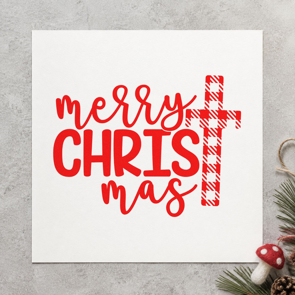 Merry Christmas Plaid Cross PSI Pre-Inked Stamp in use 5