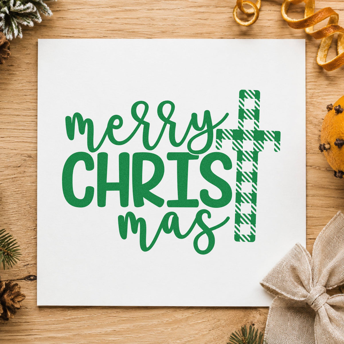 Merry Christmas Plaid Cross PSI Pre-Inked Stamp in use 6