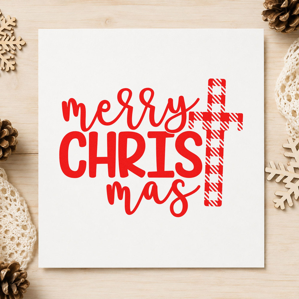 Merry Christmas Plaid Cross PSI Pre-Inked Stamp in use 7