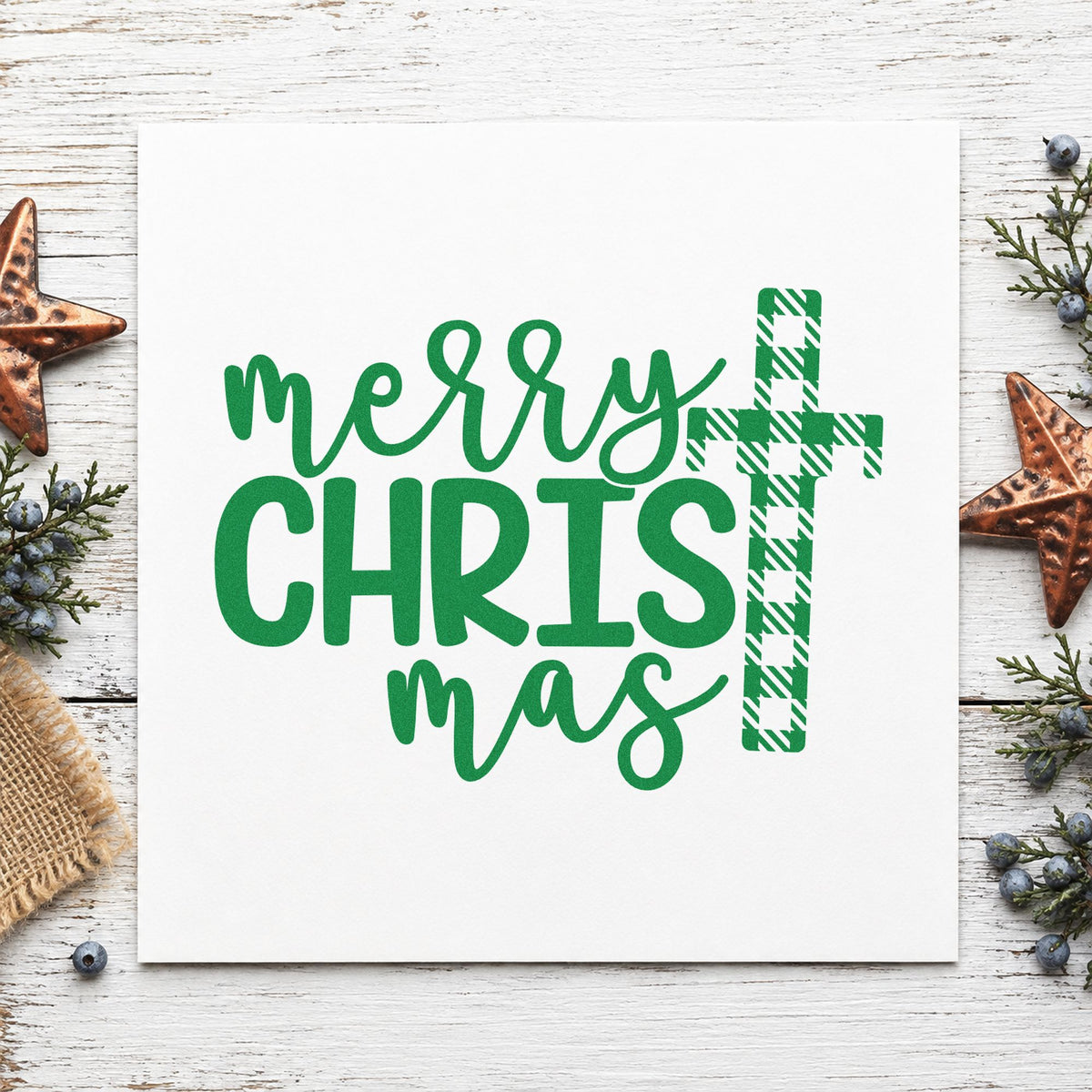 Merry Christmas Plaid Cross PSI Pre-Inked Stamp in use 8