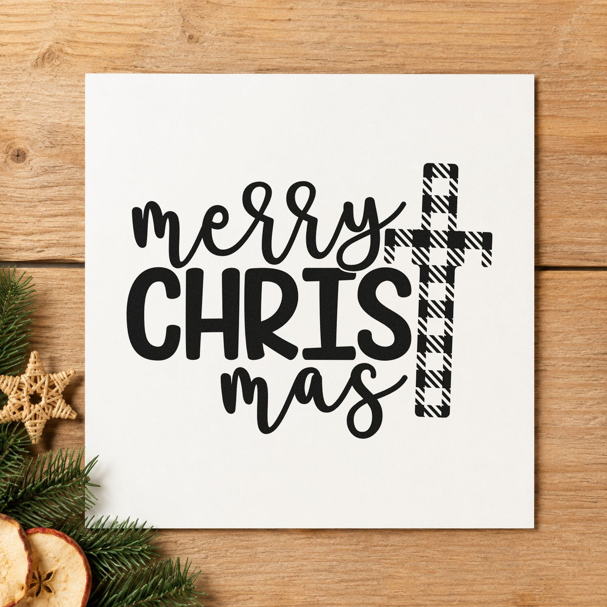 Merry Christmas Plaid Cross PSI Pre-Inked Stamp in use 9