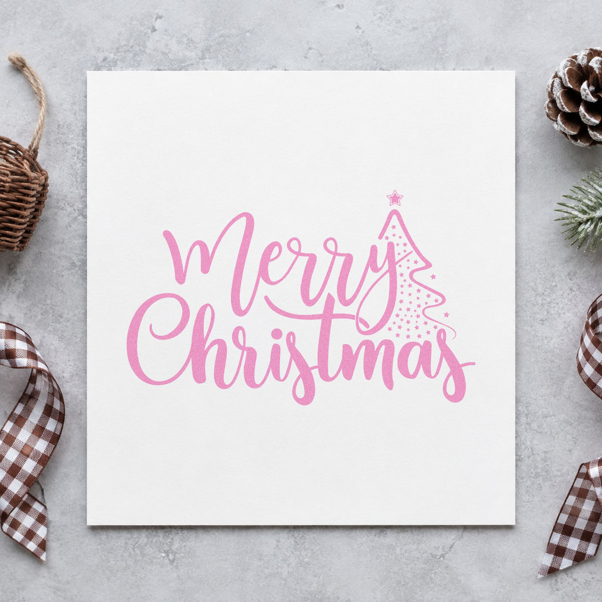 Merry Christmas With Tree Slim Pre-Inked Stamp in use 10