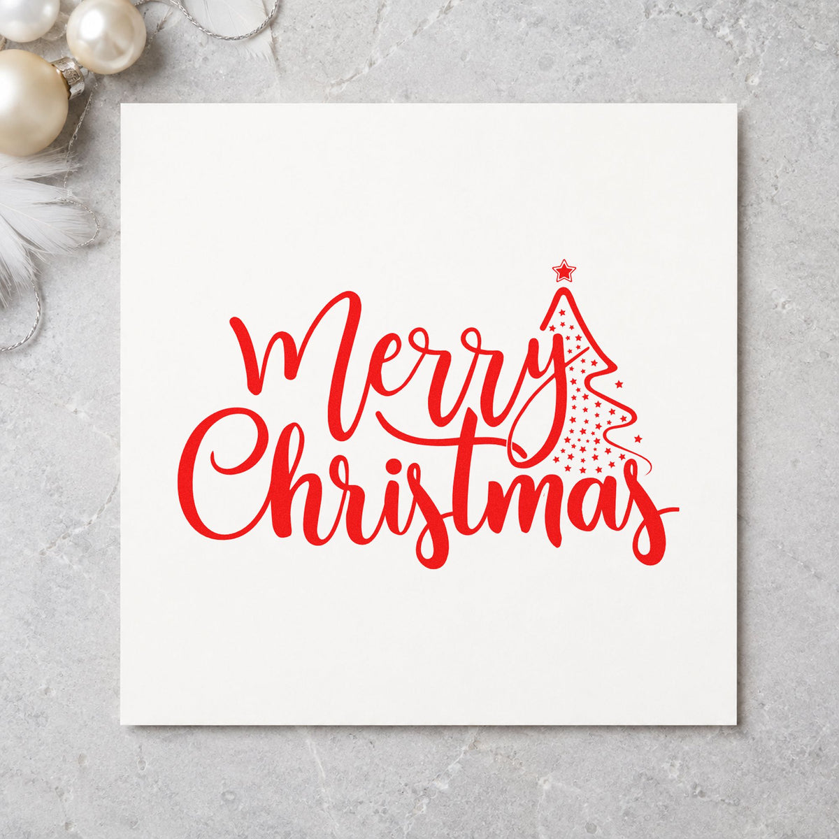 Merry Christmas With Tree Slim Pre-Inked Stamp in use 7