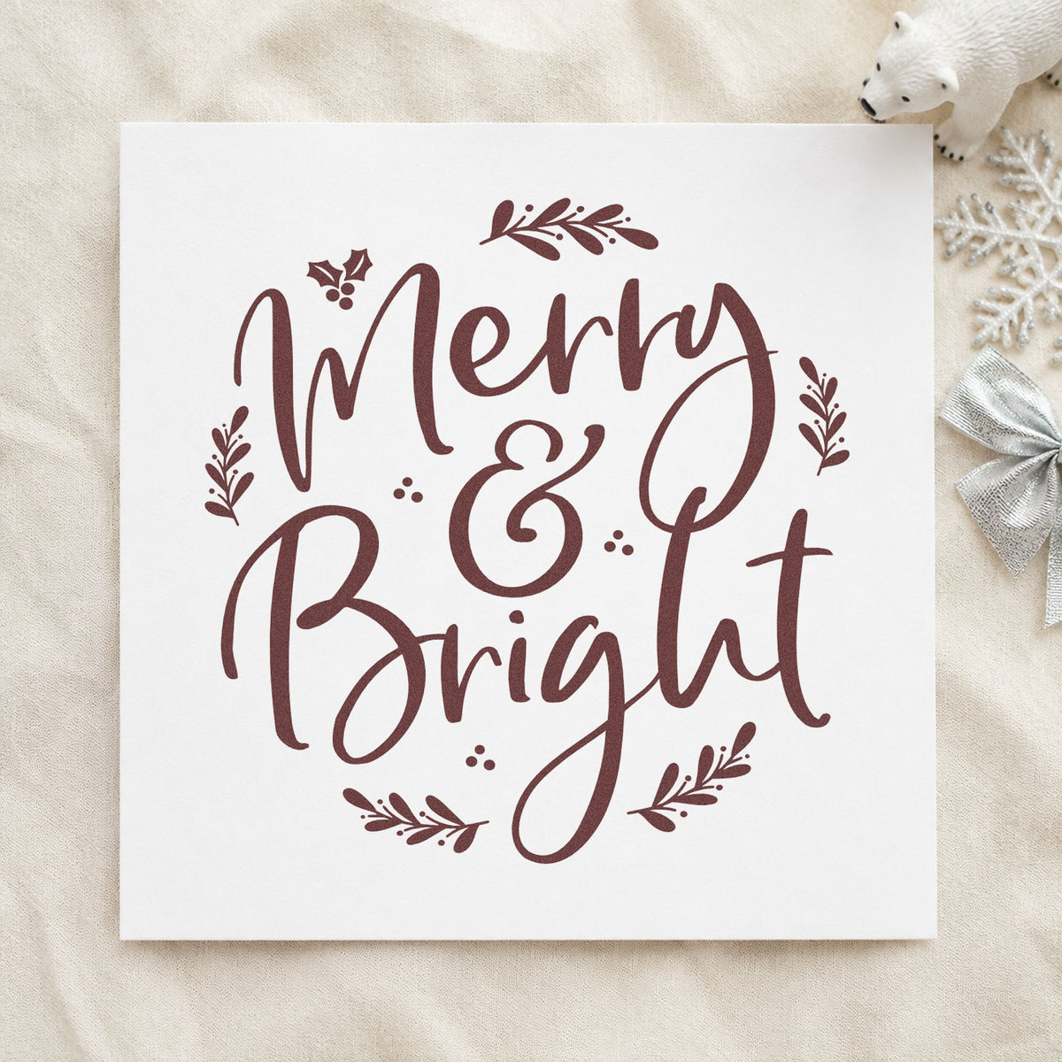 Merry And Bright Botanical Leafy Branches Stamp – Slim Pre-Inked in use 4