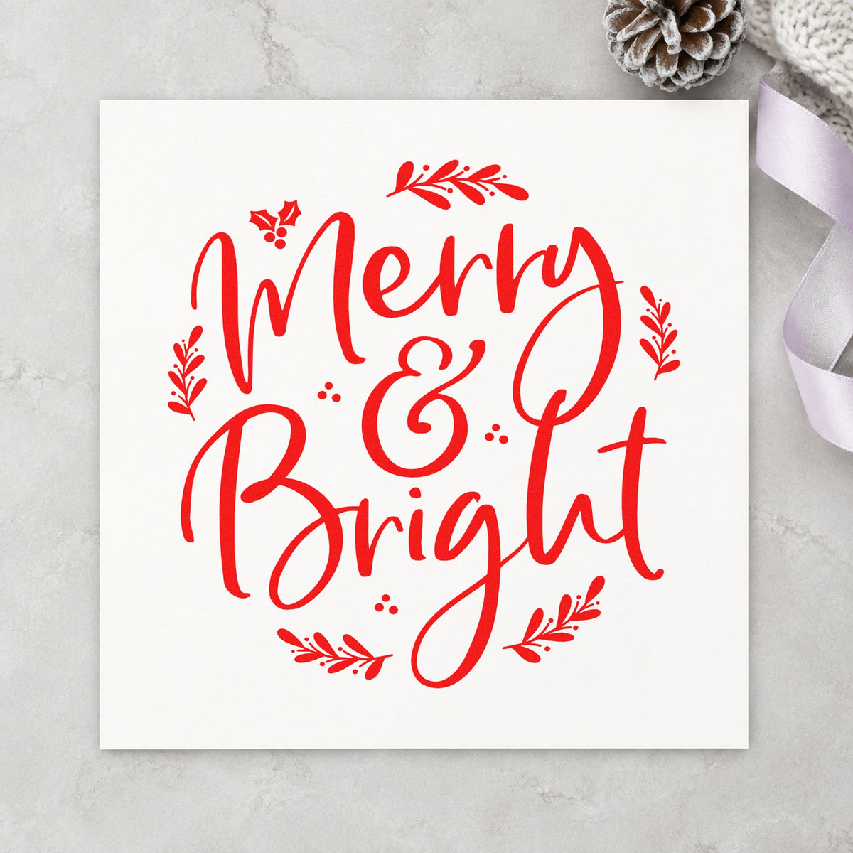 Merry And Bright Botanical Leafy Branches Hand Stamp – Duo in use 5