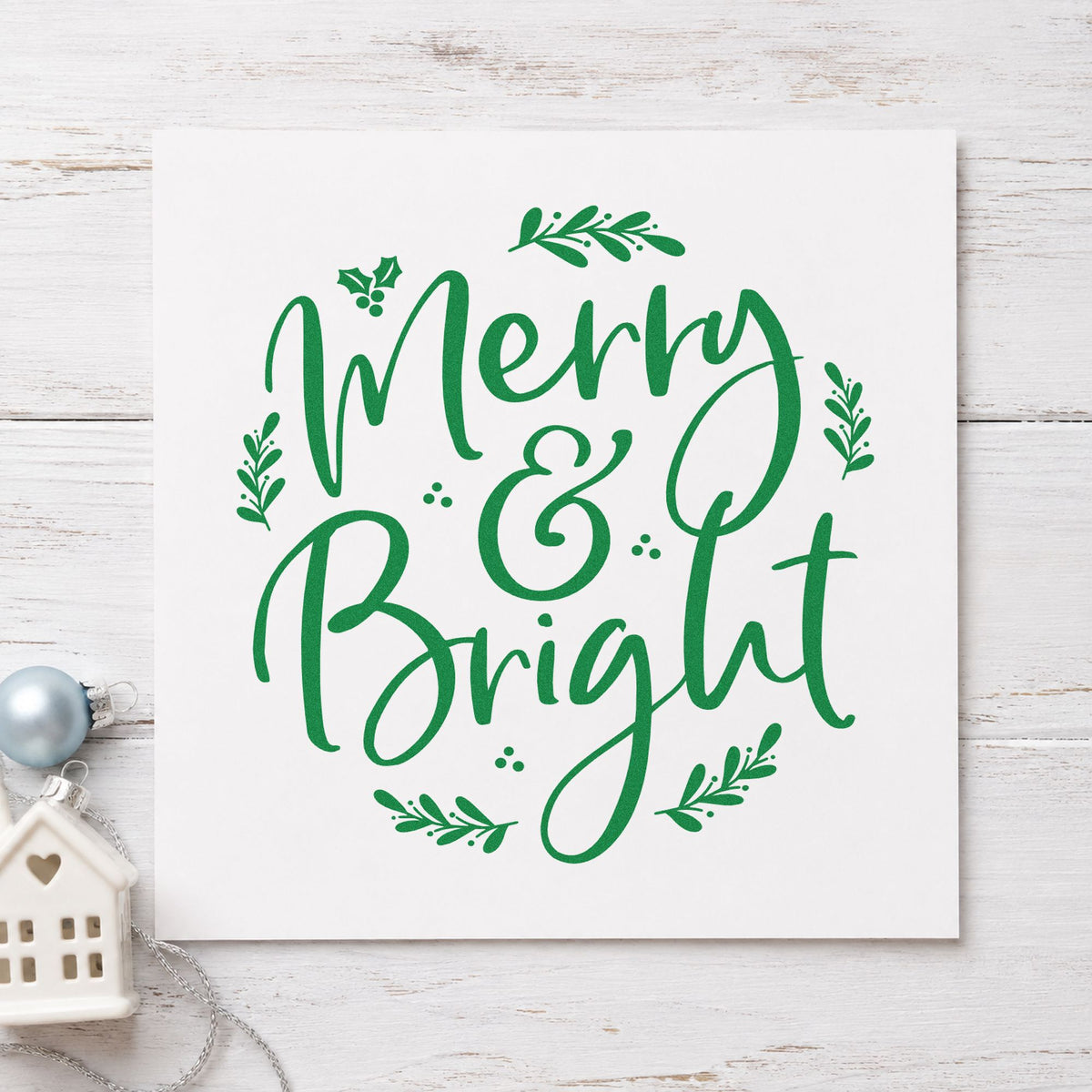 Merry And Bright Botanical Leafy Branches Stamp – Slim Pre-Inked in use 8