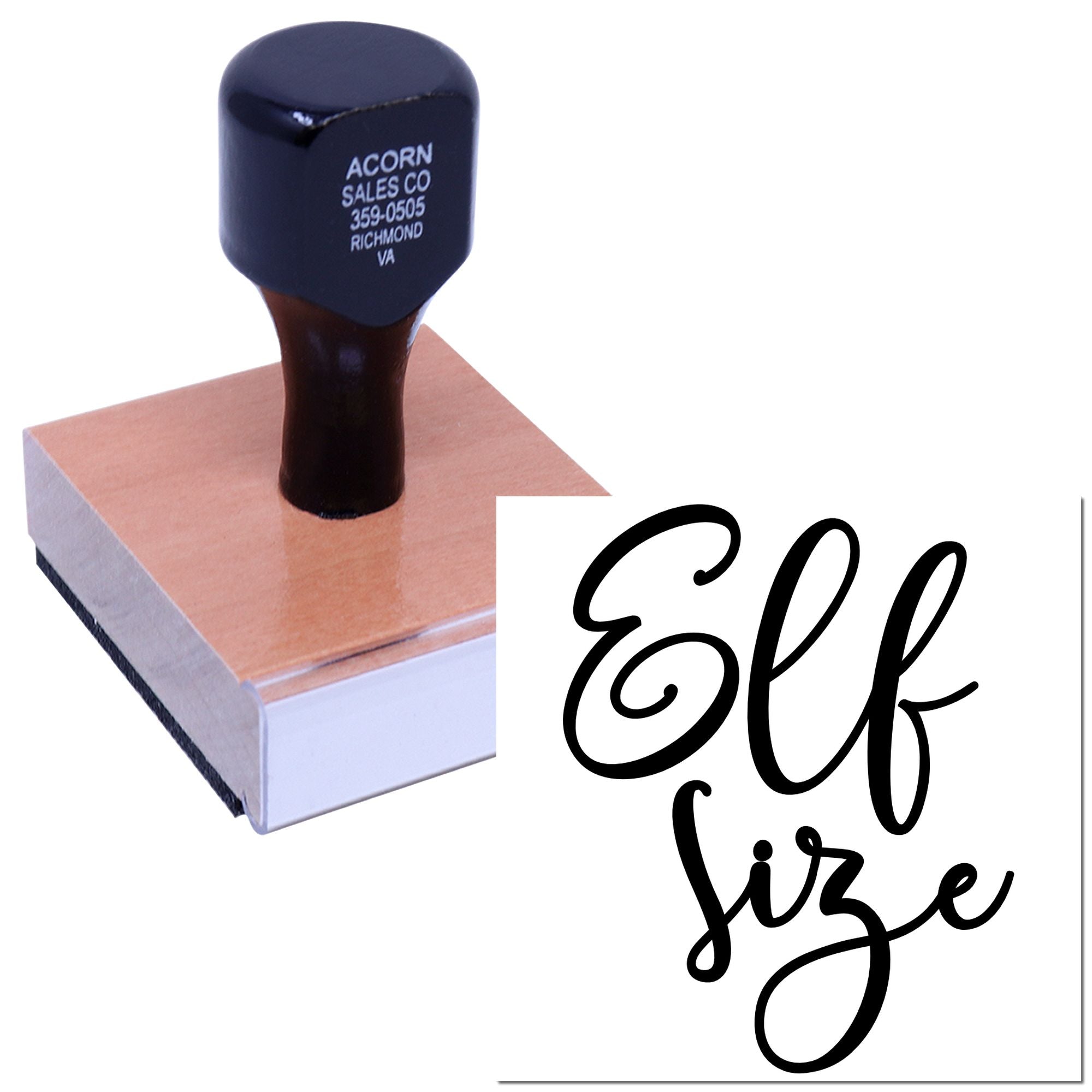 Custom self-inking rubber stamp with personalized business logo and script imprint on white background