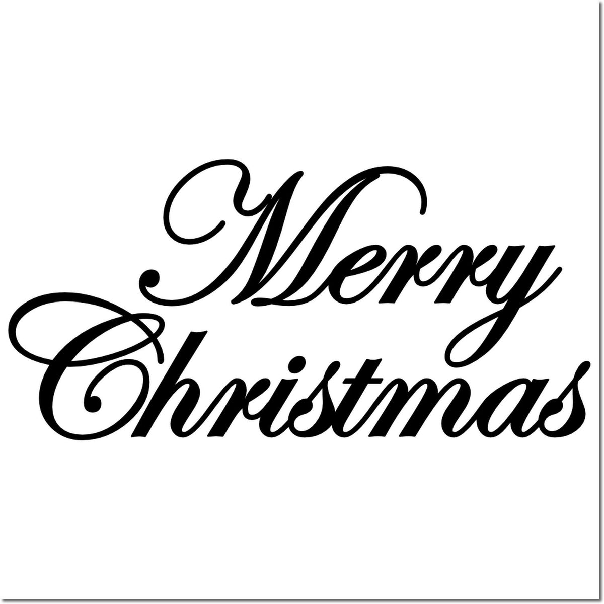Merry Christmas rubber stamp design in elegant script for holiday cards, gift tags, and festive crafts.