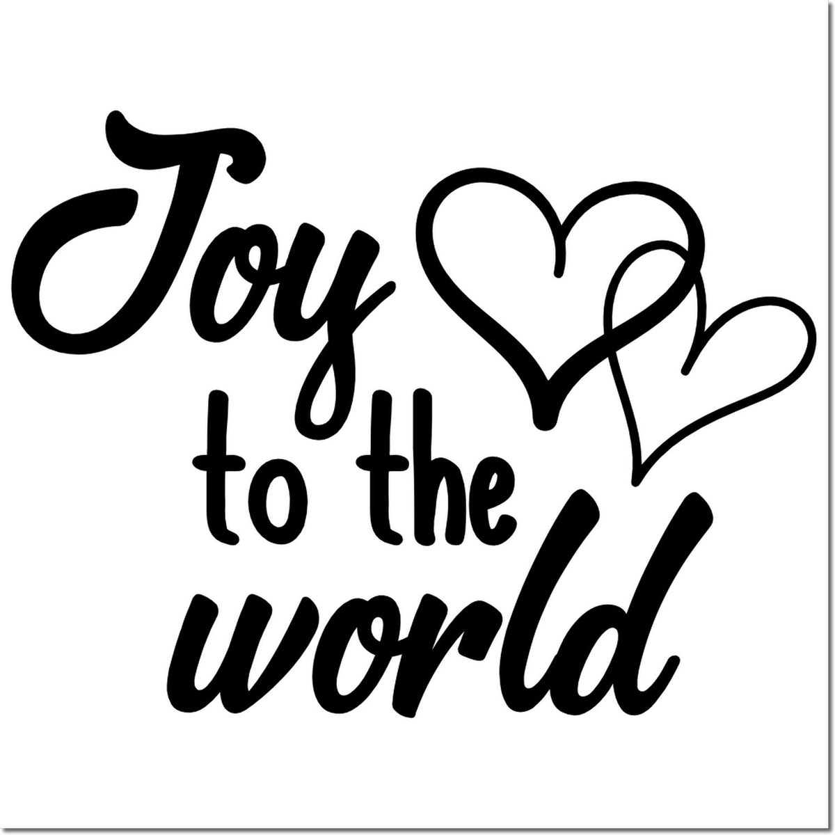 Joy to the world rubber stamp with heart accents for Christmas cards, holiday crafts, and festive paper projects.