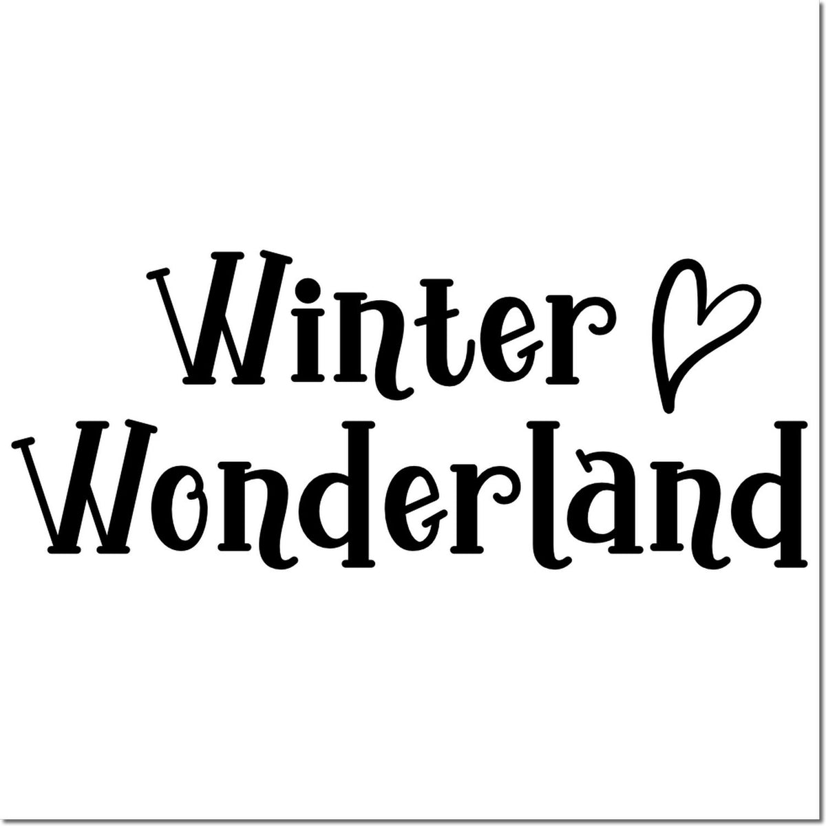 Winter Wonderland heart rubber stamp design for holiday crafts, seasonal cards, and winter-themed projects.