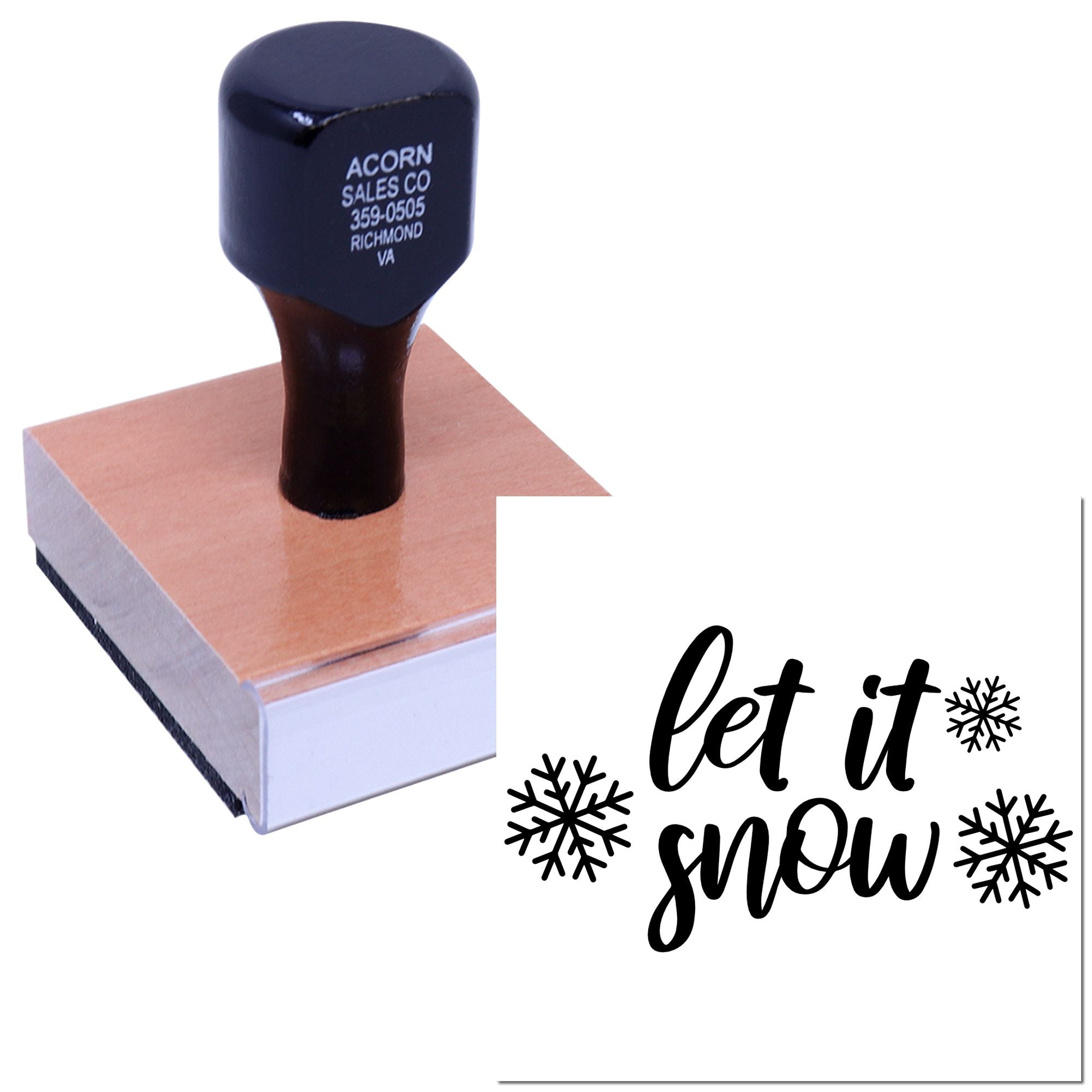 Let it Snow rubber stamp with snowflakes for holiday card making and winter craft projects