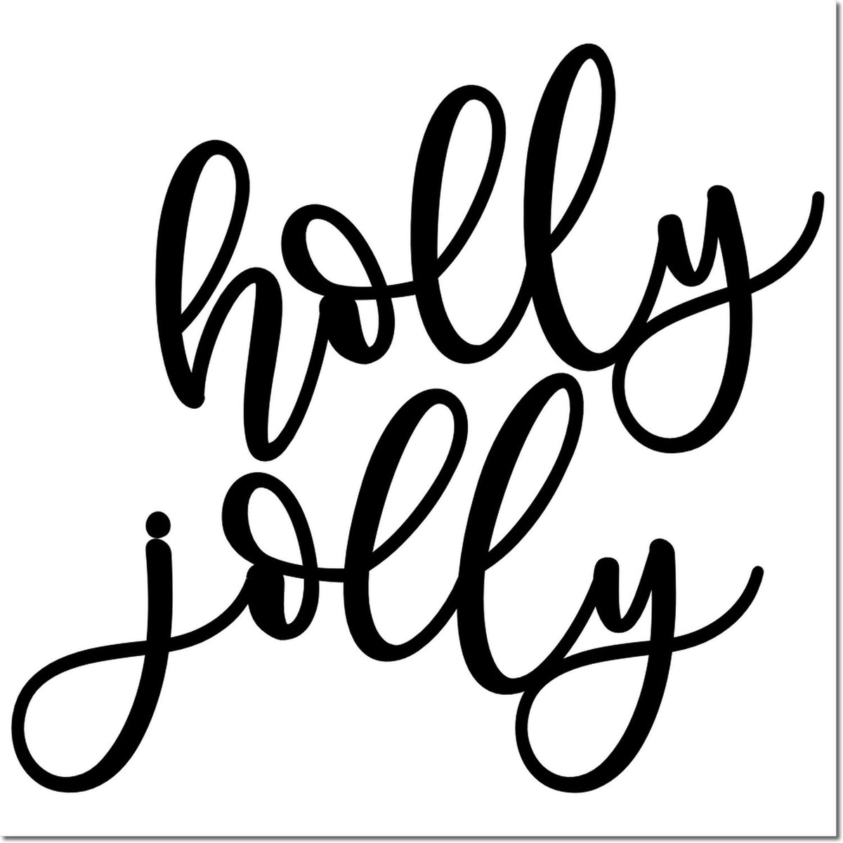 Holly Jolly Christmas rubber stamp design in bold script for holiday crafts