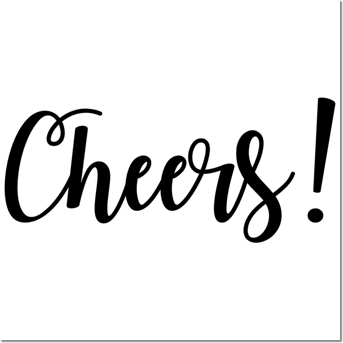 Cheers! script rubber stamp design for party cards, wedding favors, and celebration crafts.