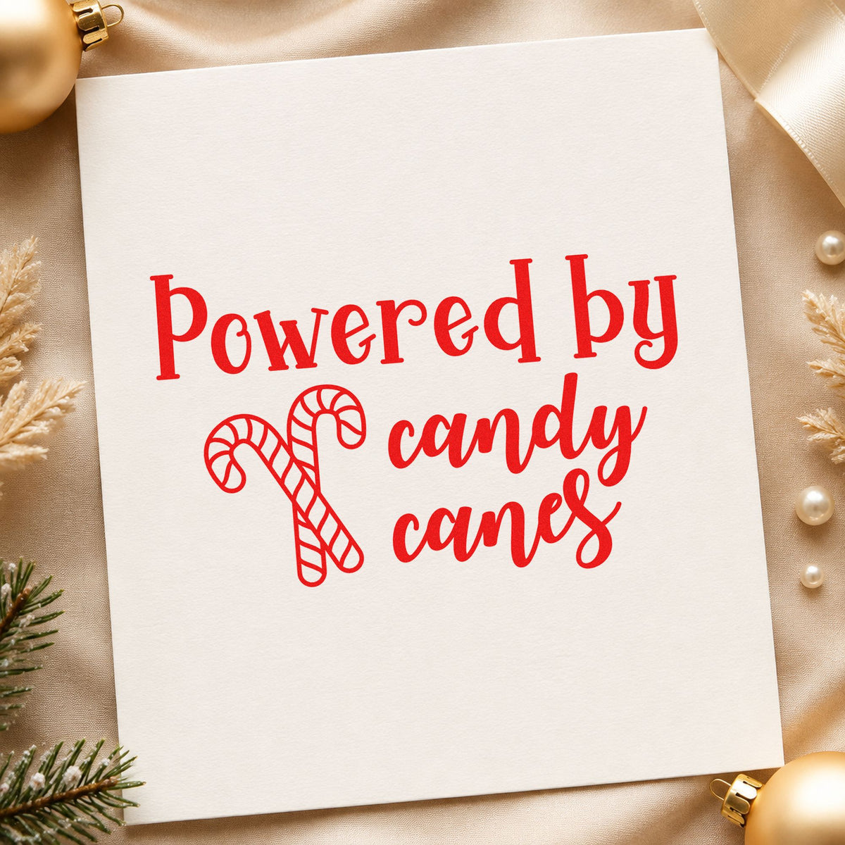 Powered By Candy Canes Rubber Stamp – Duo Hand in use 5