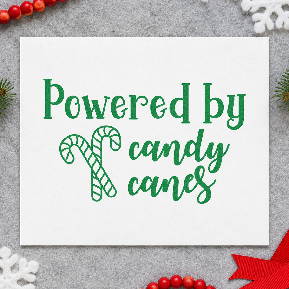 Powered By Candy Canes Rubber Stamp – Duo Hand in use 6