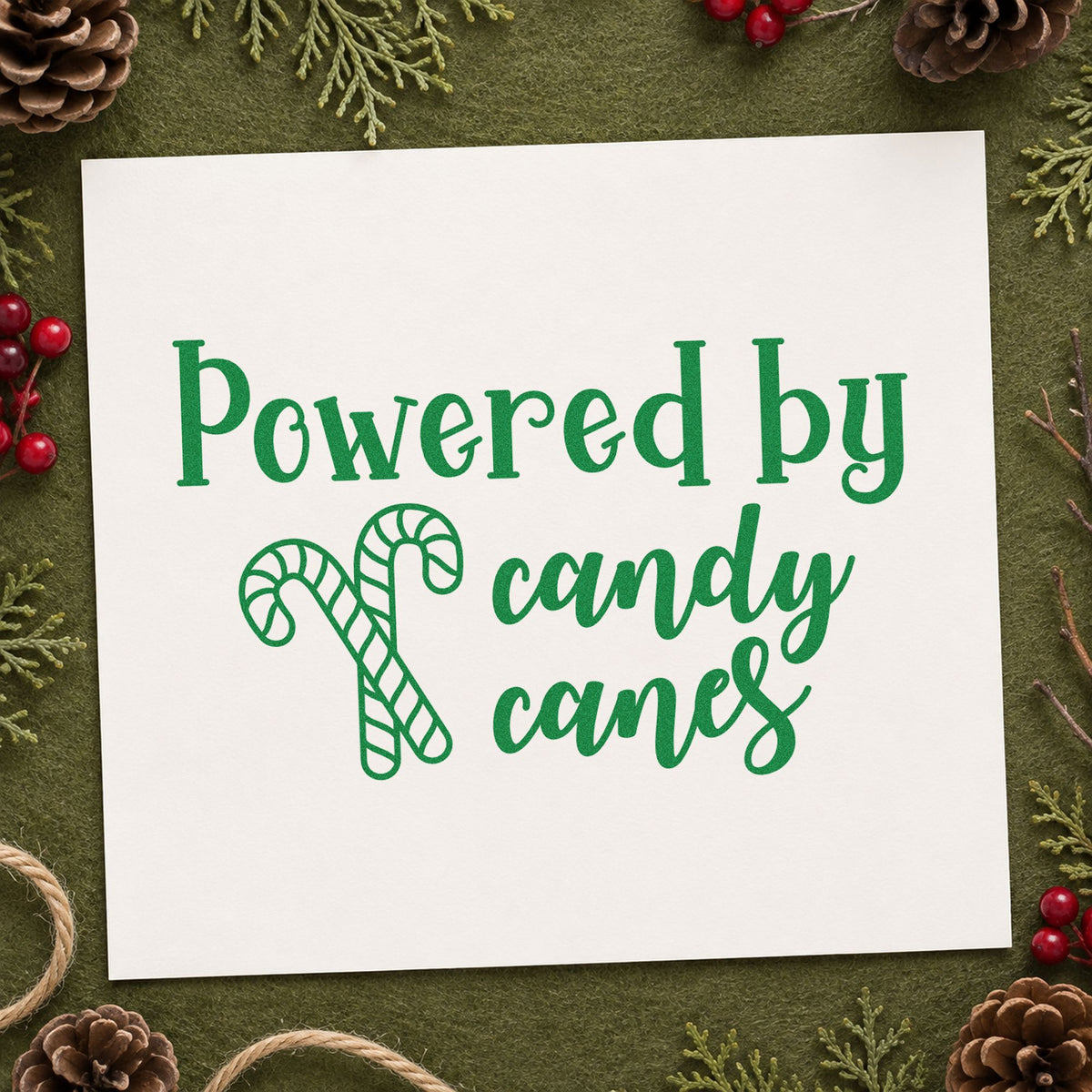 Powered By Candy Canes Rubber Stamp – Duo Hand in use 8
