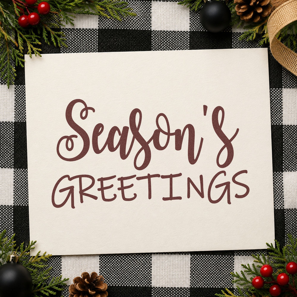 Season's Greetings Mixed Lettering Compact Pre-Inked Stamp – Slim in use 4