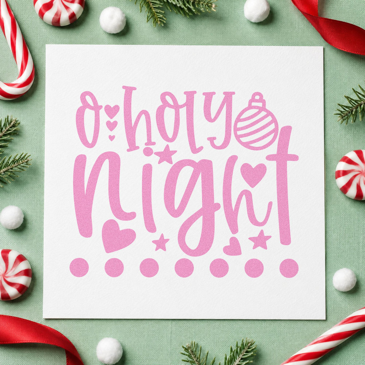 O Holy Night Hearts Wood Handle Stamp in use 10
