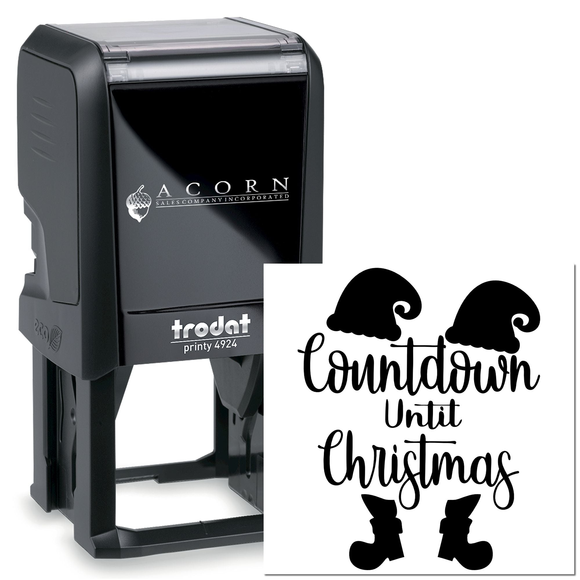 Trodat self-inking rubber stamp with custom Countdown Until Christmas design for holiday crafts and Christmas countdowns.