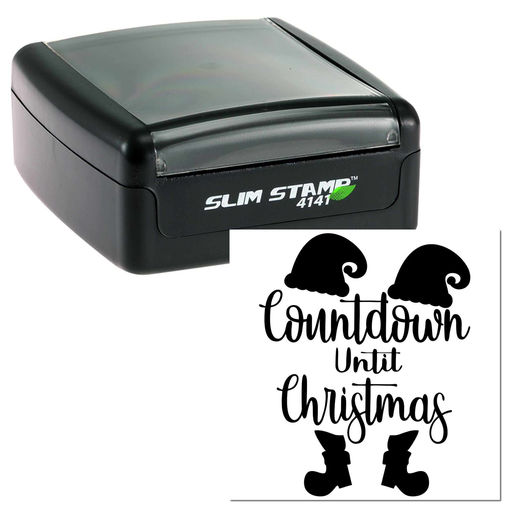 Self-inking rubber stamp with Countdown Until Christmas design, ideal for holiday crafts, cards, and seasonal paper projects.