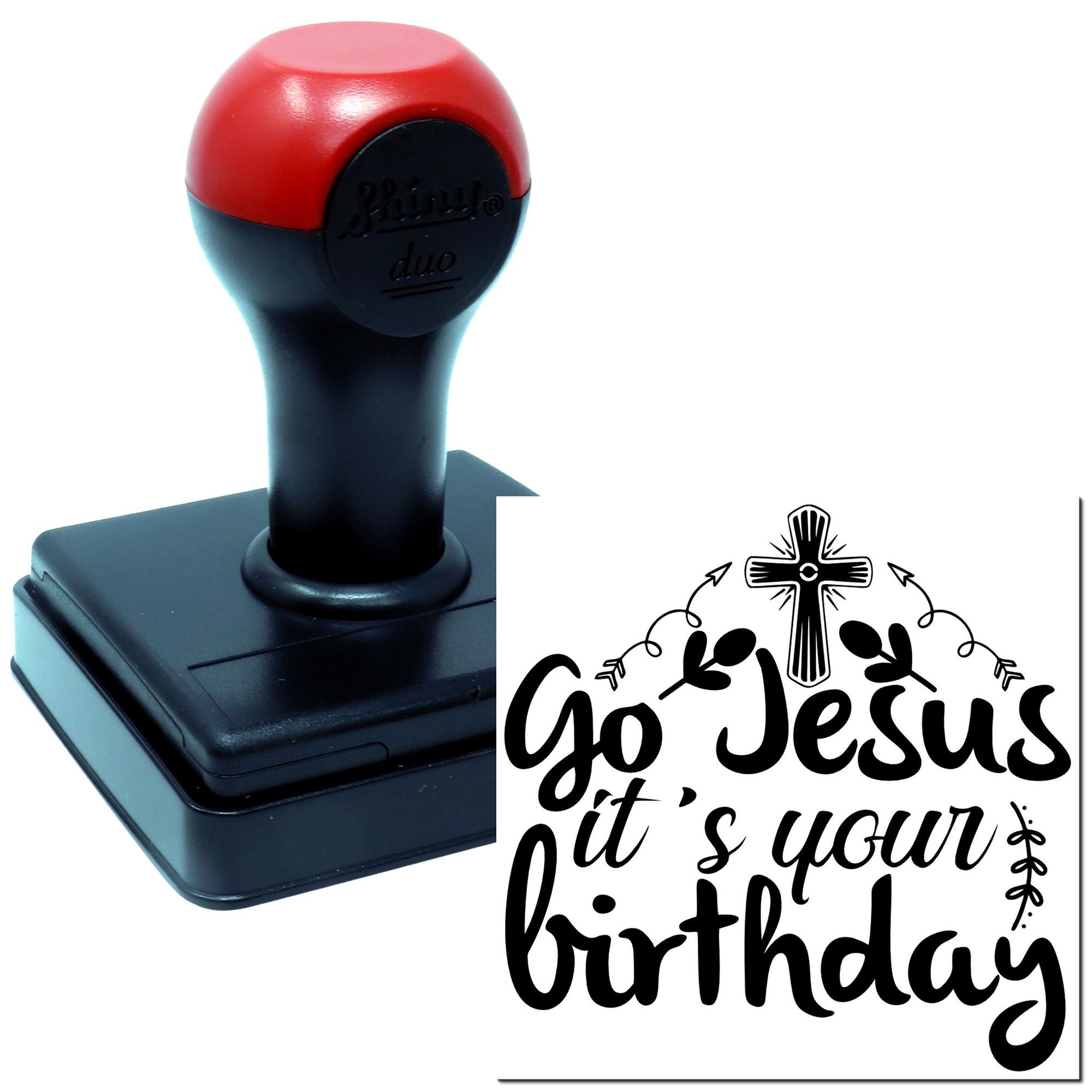 Custom rubber stamp with Go Jesus its your birthday design for Christian birthday cards and faith-based crafts.