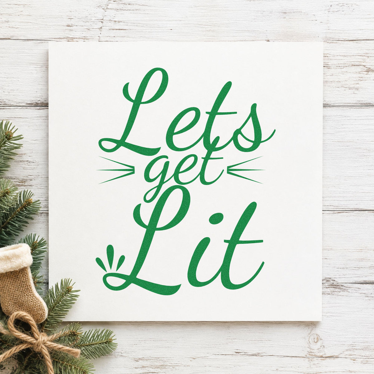 Let's Get Lit Script Compact Pre-Inked Stamp – Slim in use 3