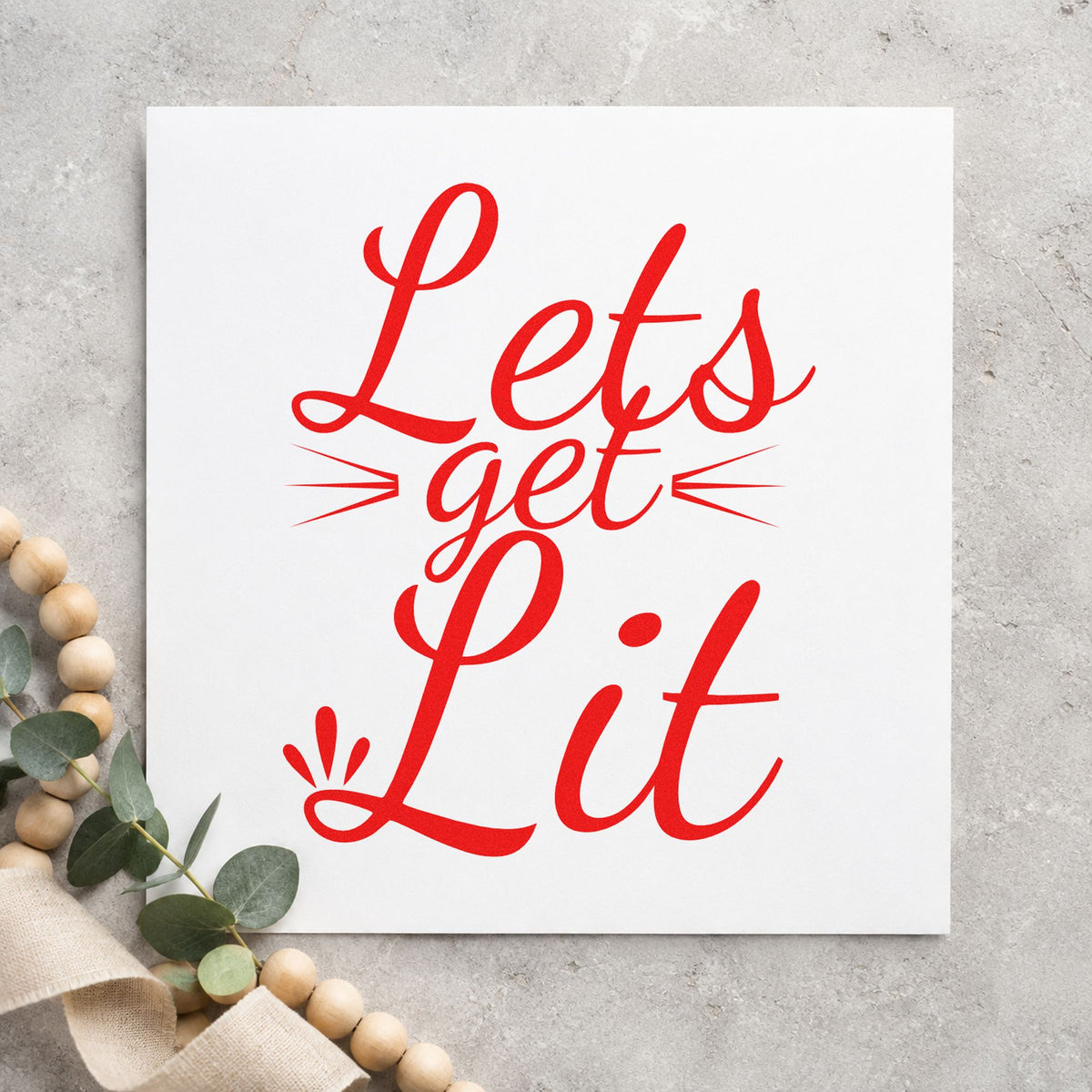 Let's Get Lit Script Compact Pre-Inked Stamp – Slim in use 5