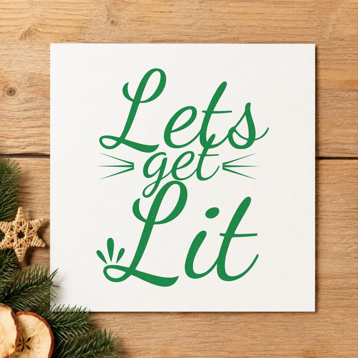 Let's Get Lit Script Compact Pre-Inked Stamp – Slim in use 6