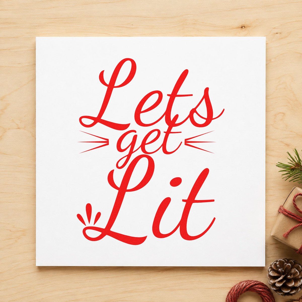 Let's Get Lit Script Compact Pre-Inked Stamp – Slim in use 7