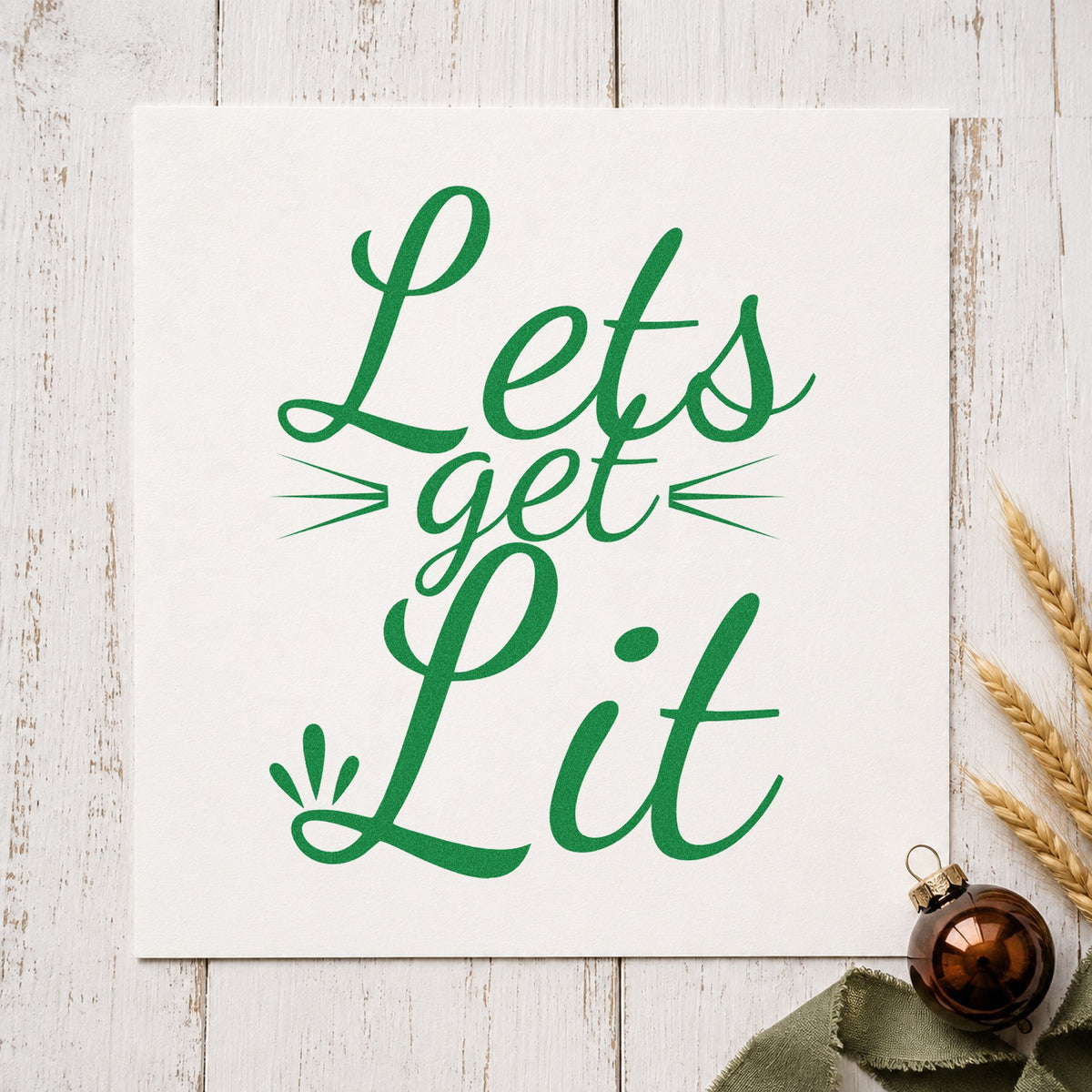 Let's Get Lit Script Compact Pre-Inked Stamp – Slim in use 8