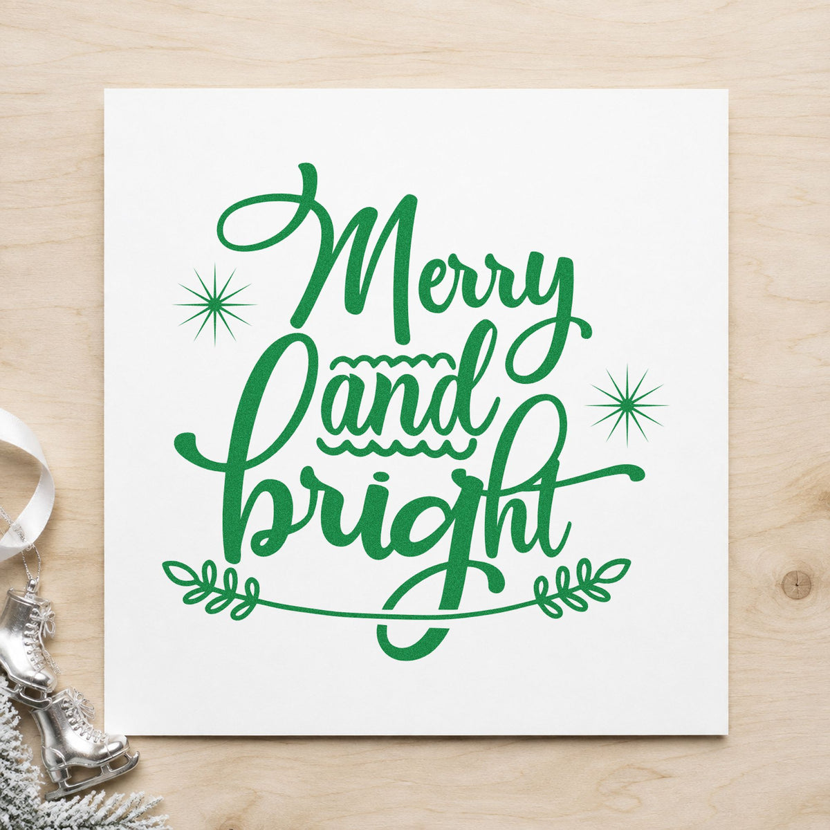Merry And Bright Flourished Lettering PSI Pre-Inked Stamp in use 3