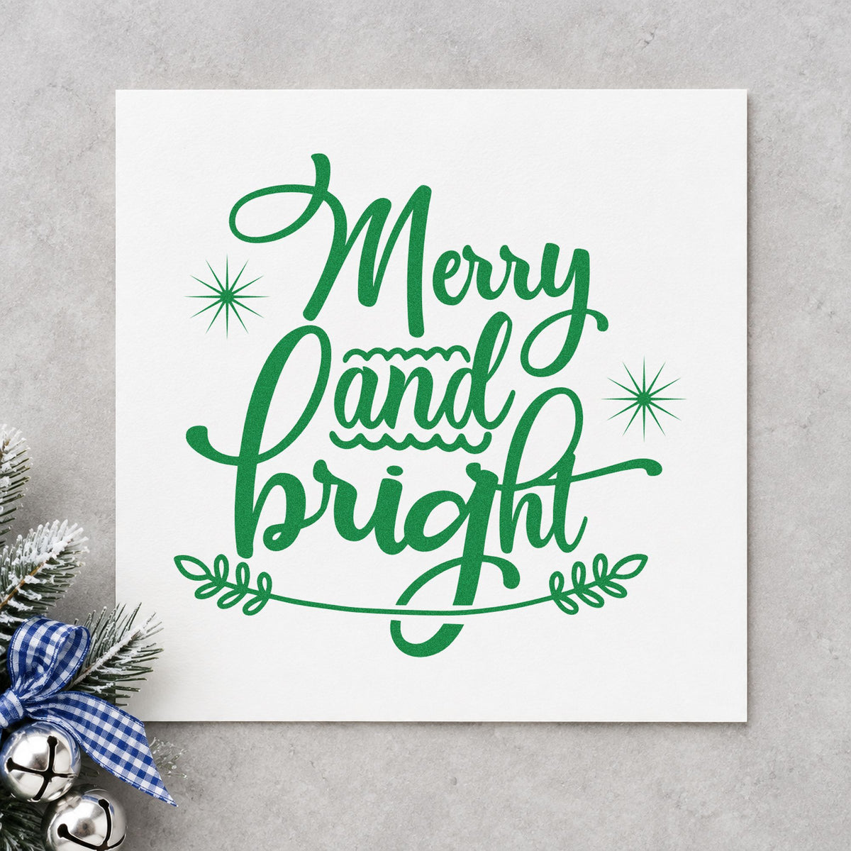 Merry And Bright Flourished Lettering PSI Pre-Inked Stamp in use 6