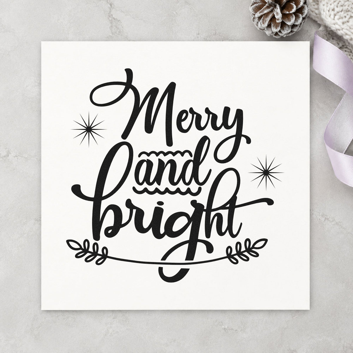 Merry And Bright Flourished Lettering PSI Pre-Inked Stamp in use 9
