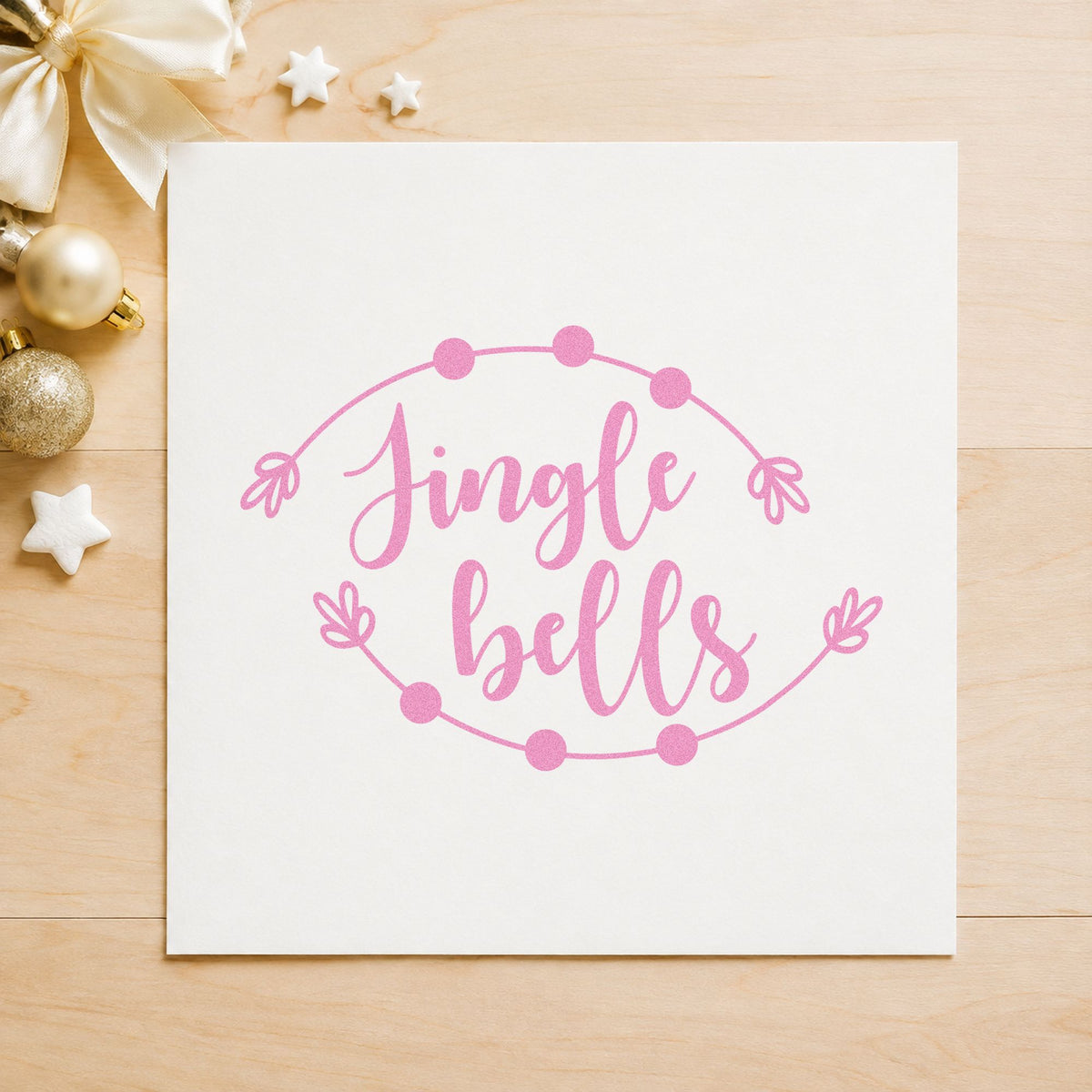 Jingle Bells Round Branch Framed Lettering Pre-Inked Stamp – Slim in use 10