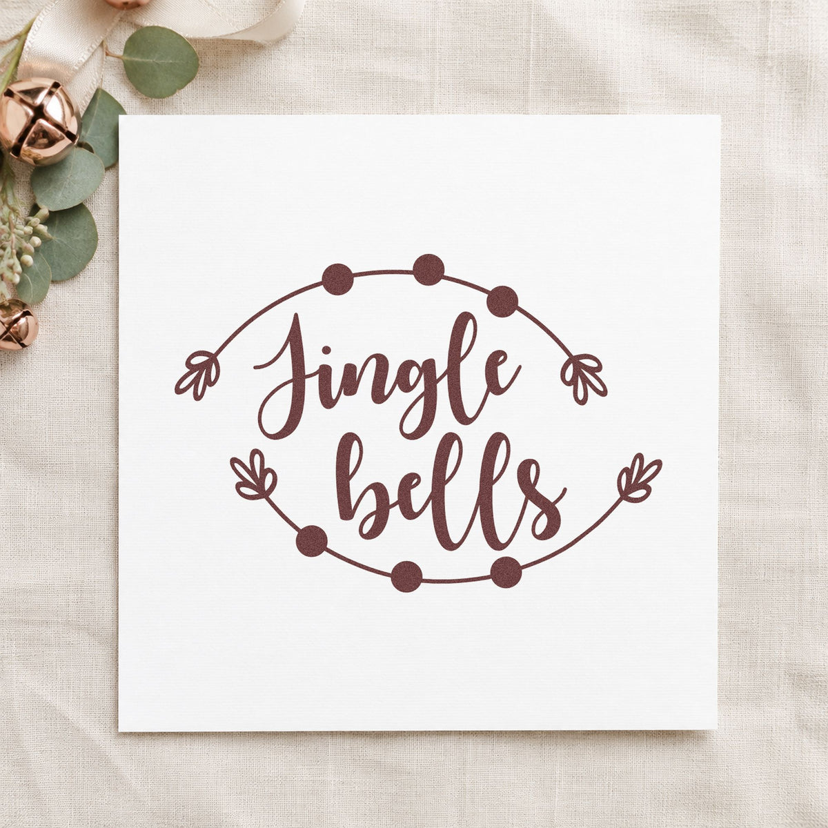 Jingle Bells Round Branch Framed Lettering Pre-Inked Stamp – Slim in use 4