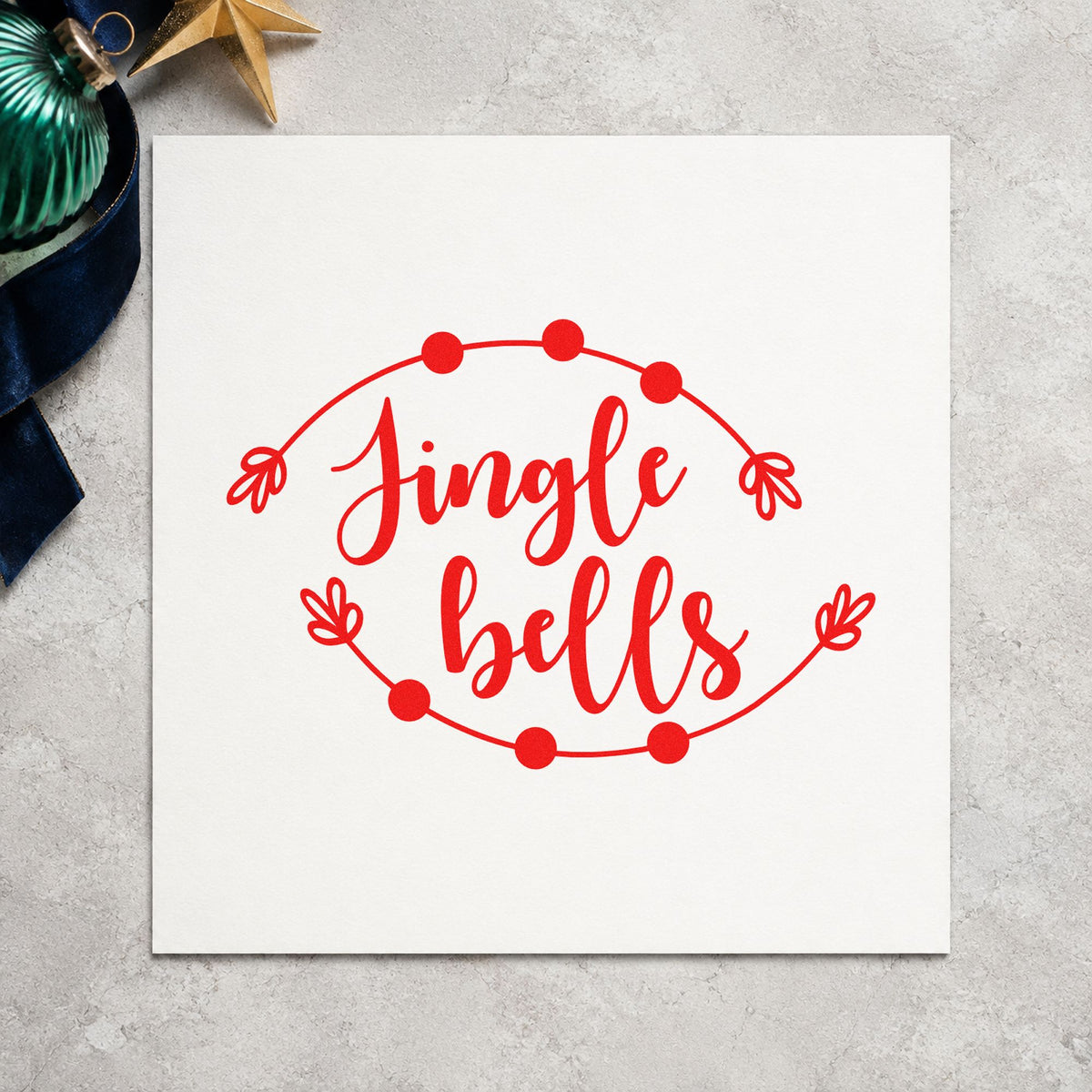 Jingle Bells Round Branch Framed Lettering Pre-Inked Stamp – Slim in use 5