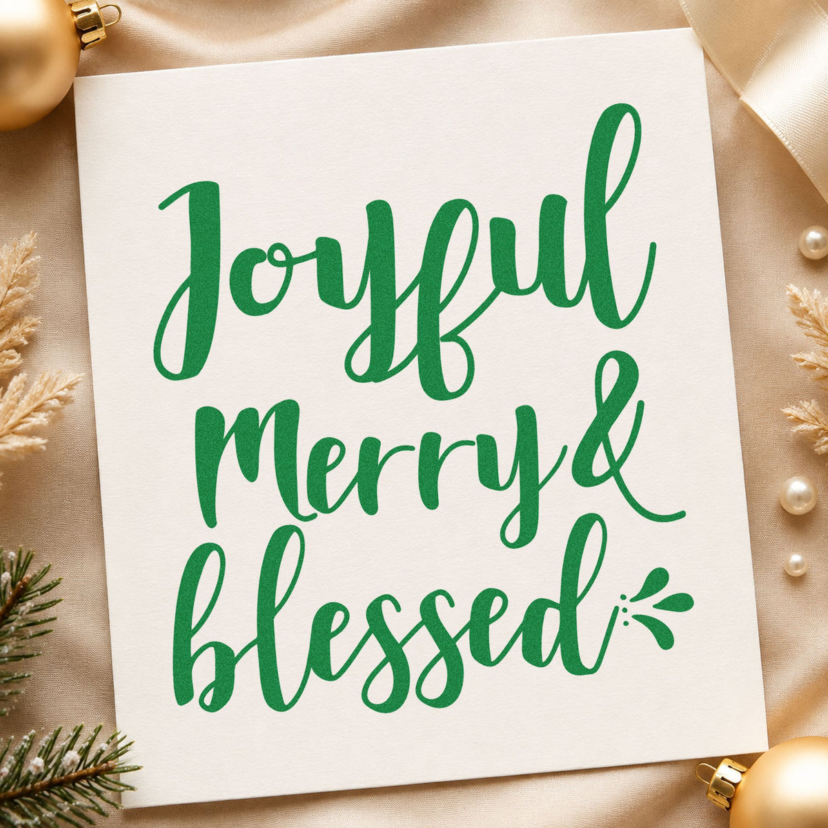 Joyful Merry & Blessed Brush Lettering Hand Stamp – Duo in use 3
