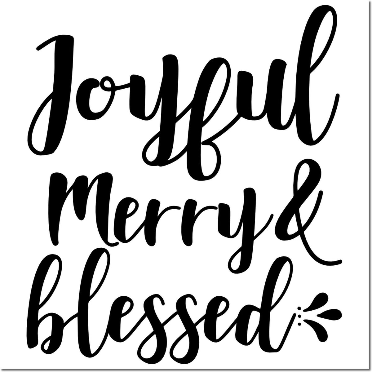 Joyful Merry & Blessed holiday rubber stamp for Christmas cards, festive crafts, and gift packaging.