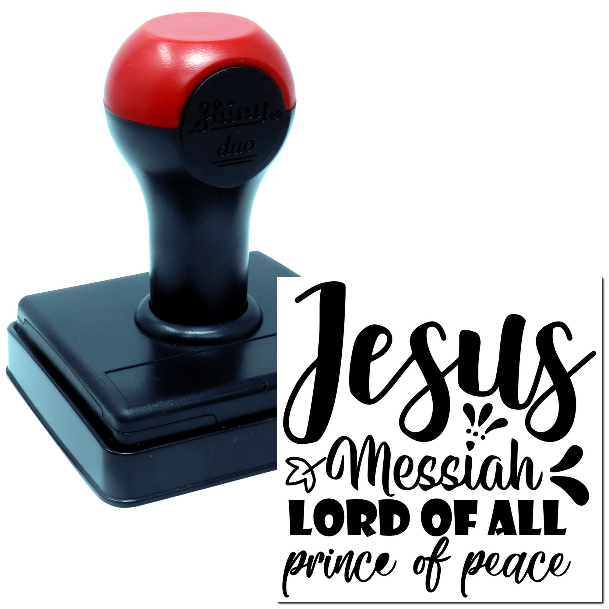Self-inking Christian rubber stamp with Jesus Messiah, Lord of All, Prince of Peace design for faith crafts