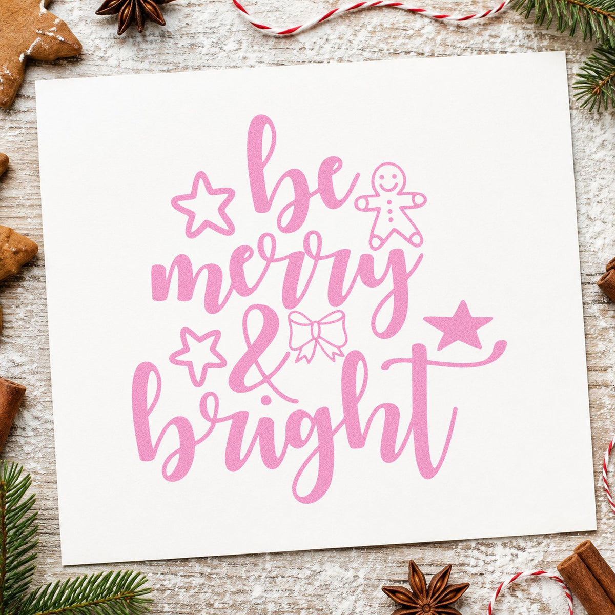 Be Merry And Bright Gingerbread With Stars Self-Inking Stamp in use 10